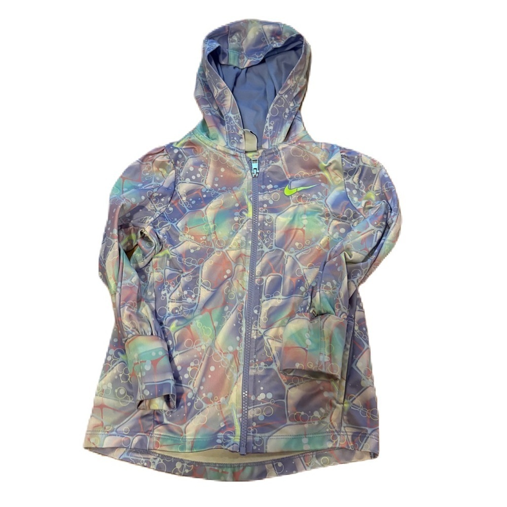 Nike Pastel Multicolor Hooded Jacket Sz 6 Full Zip Purple Green Blue